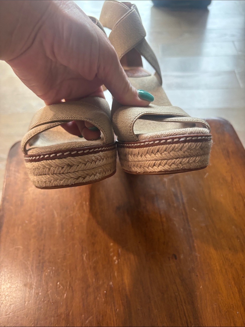 Tory Burch Beige Crisscross Espadrille Wedge Sandals - Women - Picture 4 of 10
